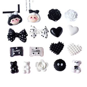 Wanjinlai Fiocco Floreale Nero in Resina per Accessori Gioielli, Materiale Fai da Te per Colla Custodie Telefono Pj9 - Product Image 1