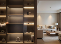 Éclairage LED pour vitrine, éclairage de niveau pour armoire LED, profilé en aluminium à émission lumineuse vers le haut et vers le bas pour bibliothèque YB1038-24-1
