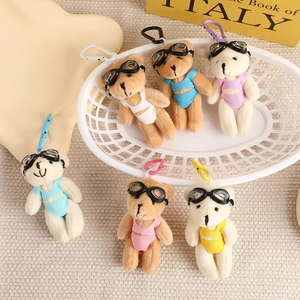 Llaveros de peluche personalizados al por mayor: Osos de peluche con trajes de baño y <span class=keywords><strong>gafas</strong></span> de <span class=keywords><strong>buceo</strong></span>, mini dijes adorables - Product Image 1