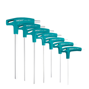 Jeu de clés hexagonales en T de qualité industrielle, 7 pièces, avec poignée en caoutchouc, système de mesure métrique, en acier - Product Image 1