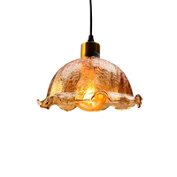 Support de lampe E26 homologué CUL, suspension en verre à hauteur réglable avec abat-jour en forme de feuille, finition noire pour salles à manger/salons