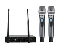 Ensemble de Microphone sans fil portable UHF double canal professionnel nouveau Design écran LCD motif polaire cardioïde Modulation FM métal