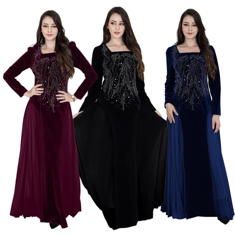 knee length dresses for ladies Long Rhinestone-Bodice Chiffon Formal Dress for Prom