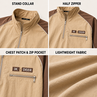 Ensemble de survêtement IKDEER personnalisé à blocs de couleurs, haut à demi-zip et short à cordon de serrage pour les loisirs en plein air et les activités quotidiennes
