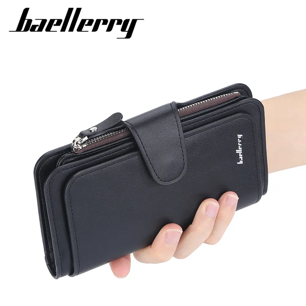 Baellerry Merk Rfid Wallet Leather Pu Lange Multifunctionele Vrouwen Trifold Portefeuilles Billfold Grote Hoge Kwaliteit Portefeuillesubsidies Femme