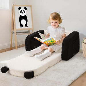 เก้าอี้เด็กปรับเปลี่ยนได้ 2in1 ลายปักแพนด้าน่ารักจากโรงงาน OEM สำหรับเด็กเล็ก ใช้ได้ทั้งเป็นโซฟาเด็กแสนสบายและเก้าอี้เอนหลัง - Product Image 4