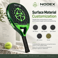 Raquette de padel NODEX, fabricant OEM de premier plan, haute qualité, logo personnalisé, dernier système de trous intelligents, fibre de carbone, forme spéciale, impression 3D.
