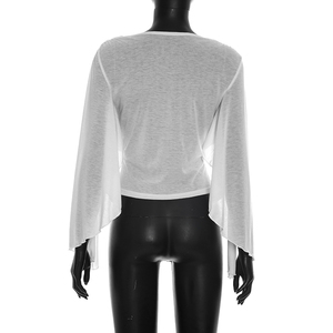 Viviblook J26TP220, Top Casual de Verano para Mujer, Sexy, con Abertura Profunda en V y Manga Corta - Product Image 3