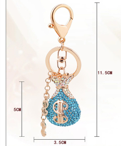 Bolsa de la Suerte con Dijes de Diamantes de Imitación, Colgante Metálico para Llavero - Product Image 4