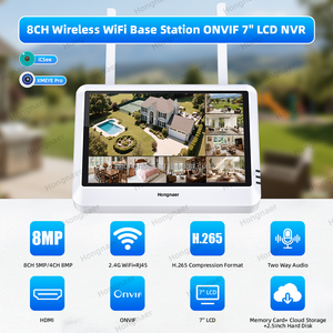 Station de base sans fil <span class=keywords><strong>WiFi</strong></span> Hongnaer H.265 avec audio bidirectionnel, 5MP, 8MP, 4K, 8 canaux, XMEye Pro, ICSee, <span class=keywords><strong>enregistreur</strong></span> vidéo réseau <span class=keywords><strong>NVR</strong></span> avec écran LCD 7 pouces - Product Image 2