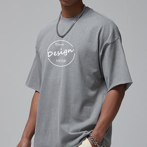 Personalizable 100% algodón lavado con ácido Vintage Camiseta de gran tamaño para los hombres de alta calidad estilo de piedra en blanco - Product Image 1