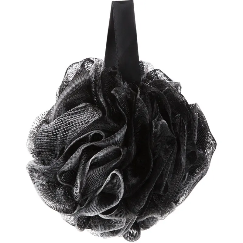 C018-3 Large Body Bath Ball Scrubber Luxury Shower shower sponge ball loofa Bamboo Charcoal PE Mesh Black Bath Sponge