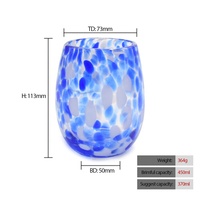 FENGJUN Großhandel Maßgefertigte 13oz 14oz Blaue Bernsteinfarbene Eiförmige Leopardenmuster Stiellose Wein- und Wassergläser