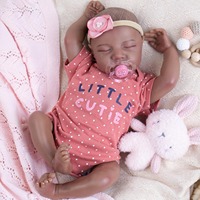 Poupée Reborn Afro-Américaine Noire de 18 Pouces, Peau Foncée Réaliste, Nouveau-né, Bébé, Peinte à la Main, Effet Naturel, Cadeau de Collection