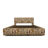 Ensemble de mobilier pour chambre d'hôtel double simple rembourrée en bois massif lit à plateforme cadre sommier à lamelles