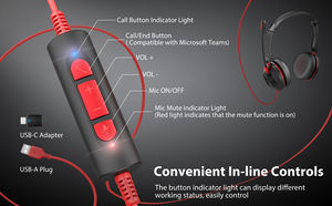 Le <span class=keywords><strong>casque</strong></span> <span class=keywords><strong>téléphonique</strong></span> à suppression de bruit ENC à double micro peut terminer et répondre aux appels sur le <span class=keywords><strong>casque</strong></span> UC des équipes - Product Image 5