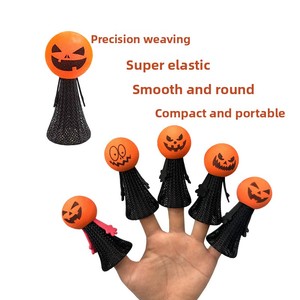 Halloween nouveauté et jouet bâillon poupée de doigt sautant moyenne tête de citrouille et elfe rebondissant tête de citrouille en plastique poupée de doigt - Product Image 3
