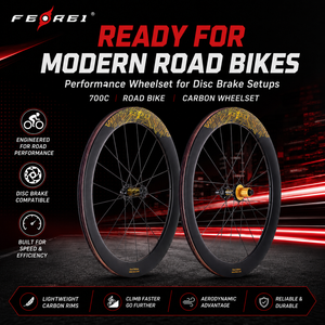 Jeu de roues de route en carbone <span class=keywords><strong>FEREI</strong></span> série 700C, prêtes pour le tubeless, avec moyeux à blocage central et accouplement magnétique - Product Image 4