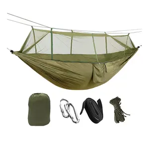 Rede de acampamento Dacron de nylon de alta qualidade ao ar livre com rede mosquiteira leve portátil para pára-quedas dupla para caminhadas