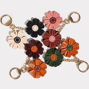 HR Genuine Leather Flower Decorative Keyring Durable Boho Accessories <b>Key</b> <b>Ring</b> Genuine Leather <b>Key</b> Chain with Flower for GIfts - Product Image 2