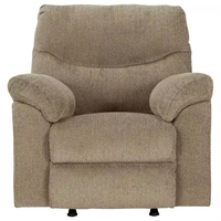 Fauteuil inclinable manuel à bascule en tissu brun moderne sans dossier avec télécommande, cadre en bois pour salon