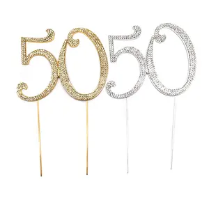 Diamantes de imitación de cristal brillantes para decoración de tartas, decoración de tartas para 50 ° cumpleaños o 50 ° aniversario de boda