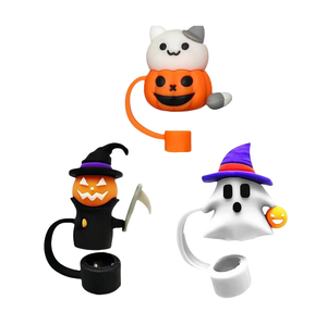 En gros Personnalisé 3d 10mm Silicone Matériel Halloween <span class=keywords><strong>Paille</strong></span> Couvre Cap <span class=keywords><strong>Paille</strong></span> Topper - Product Image 6