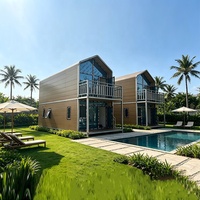 Maison préfabriquée moderne à double étage, villa modulaire en conteneur, maison portable en structure acier pour une vie de villégiature