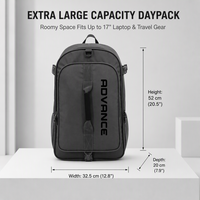 Sac à dos convertible 17 pouces avec poignée de compression et sangle de transport pour ordinateur portable, idéal pour les courts trajets