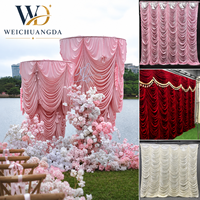 Rideau de fond de scène plissé en queue de poisson effet vague d'eau, draperies de luxe en velours pour cérémonie de mariage, fête et décoration d'événements