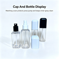 Bouteille pulvérisateur carrée en plastique transparente de 100 ml et 120 ml, personnalisée en usine, avec couvercle, pour lotion hydratante