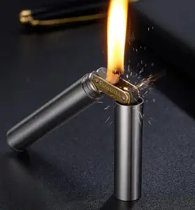 מצית נפט פליז רטרו צור ננצ'אקו גלגל שחיקה אש חופשית מצית בנזין מצית סיגריות מתכת