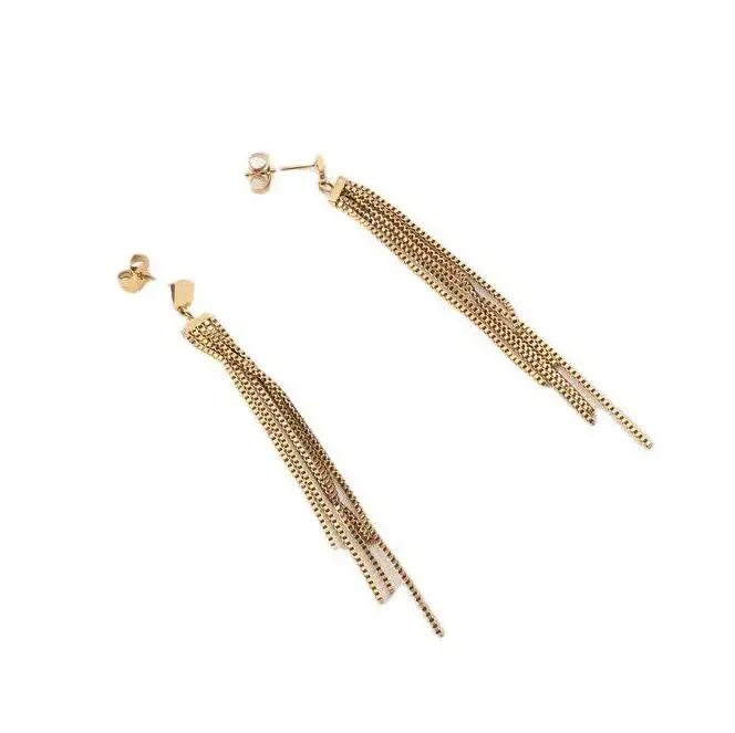 Stainless Steel Chain Drop Earrings Tarnish Free 18k Gold Plated Tassel Drop Earrings Women Girls Long Chain Jewelry