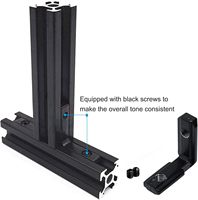 20 pièces de connecteurs d'angle en zinc noir pour profilés en T et en V (20/20, 20/40) avec vis