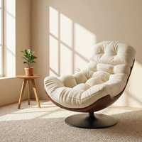 Fauteuil pivotant confortable en tissu suédé, design moderne et ergonomique, structure en acier, mobilier de salon