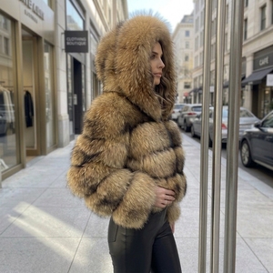 <span class=keywords><strong>Manteau</strong></span> en fourrure pour femme, style 2026, veste en fourrure véritable, fourrure de raton laveur naturelle, pour rester au <span class=keywords><strong>chaud</strong></span> en hiver, avec <span class=keywords><strong>capuche</strong></span>, manches longues - Product Image 3