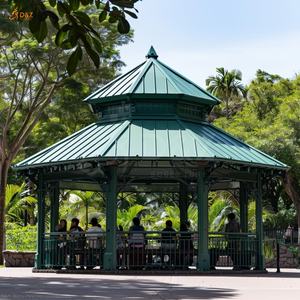 Décor de jardin extérieur moderne et concis Grand gazebo Dôme Rectangle Colonne Cadre Clôture Fer forgé Pavillon octogonal vert - Product Image 3
