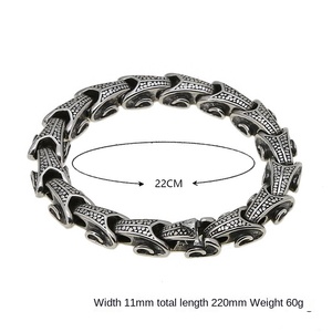 Pulsera vikinga para hombre, joyería pagana nórdica de acero inoxidable, pulsera de cadena de estilo motorista gótico, accesorio de Guerrero nórdico Medieval - Product Image 6