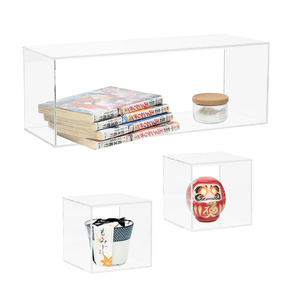 Crystal Clear <strong>4</strong> Sided Floating Storage Shelf Acrylic Wall Display Shelves Bathroom Cube Organizer Shelf Home Decor Display <strong>Rack</strong> - Product Image 2