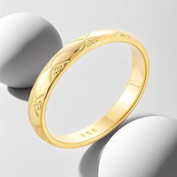 Bagues en argent sterling 925 plaqué or pour hommes et femmes Bagues en argent sterling simplicité, cercle uni, bague à motif exquis