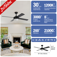 1stshine Multi Color Indoor Bedroom Dimmable Ceiling Fan avec lumière et télécommande Modern Smart Alexa Switch