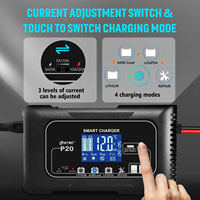 Chargeur de réparation de batterie automatique HTRC P20 12V/20A 24V/10A 240W pour motos, voitures, batteries au lithium, au plomb-acide et LiFePO4