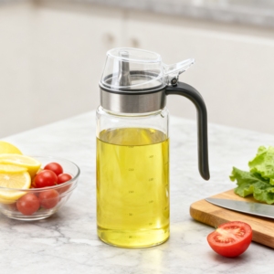 Bottiglia per Olio da Cucina Personalizzata, Dispenser <span class=keywords><strong>Antigoccia</strong></span> con Misurino in Vetro per Olio d'Oliva - Product Image 1
