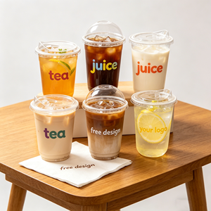 Vaso de Plástico Desechable para Yogur de 500 ml, Ecológico, Personalizado, de 180 g, Redondo, con Cuchara, Pajita, Tapa de Domo y Tapas Planas - Product Image 1