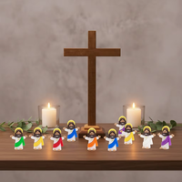 8 figurines miniatures de Jésus en PVC marron, statues religieuses classiques, cadeaux de Pâques, événements religieux, école du dimanche, ensemble de figurines miniatures de Jésus