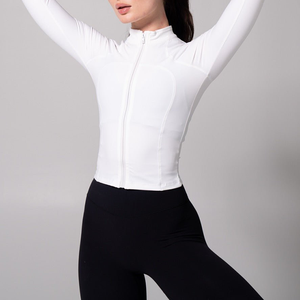 Veste de yoga et de Pilates sculptée unie pour femme, personnalisée par le fabricant, à fermeture éclair intégrale, en nylon léger Dry Fit, haut d'entraînement athleisure - Product Image 2