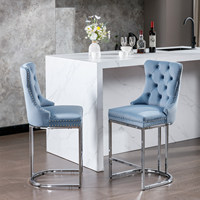 Tabourets de bar modernes en velours, style ferme, rembourrés en soie, pour îlot de cuisine, bar à domicile, hôtels et salle de bain
