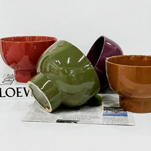 Nouveauté 2026 : Pots de fleurs en céramique à pieds en forme de bol, coloris rouge/vert/bordeaux/marron, vente directe usine, pour plantes succulentes d'intérieur et décoration maison - Product Image 2