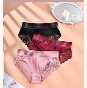 Mutandine da donna Plus-size di mezza età <span class=keywords><strong>Sexy</strong></span> in pizzo traspirante comfort mutandine di colore puro - Product Image 6