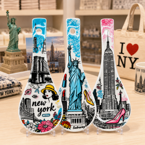 Recuerdo Turístico de Nueva York, EE. UU., Reposacucharas Grande de Cerámica para Cocina, Diseño de la Estatua de la Libertad y el Empire State Building, OEM, ODM, Personalizado - Product Image 3